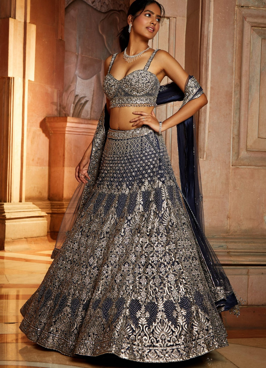 Midnight Blue Tulle Lehenga Set Nitika Gujral - Fabilicious Fashion