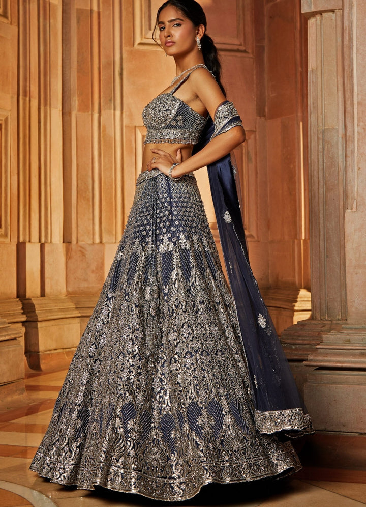 Midnight Blue Tulle Lehenga Set Nitika Gujral - Fabilicious Fashion