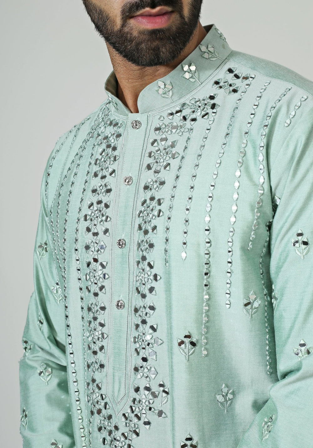 Mint Blue Embroidered Kurta Set Chatenya Mittal - Fabilicious Fashion