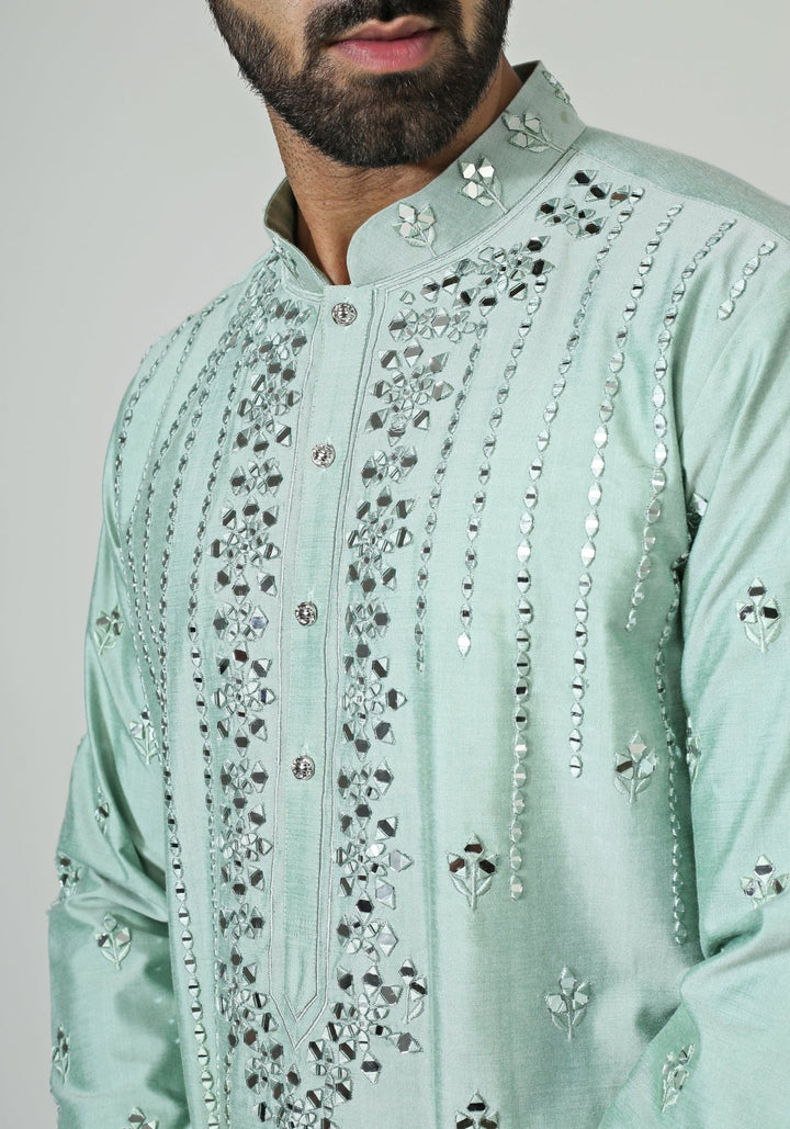 Mint Blue Embroidered Kurta Set Chatenya Mittal - Fabilicious Fashion