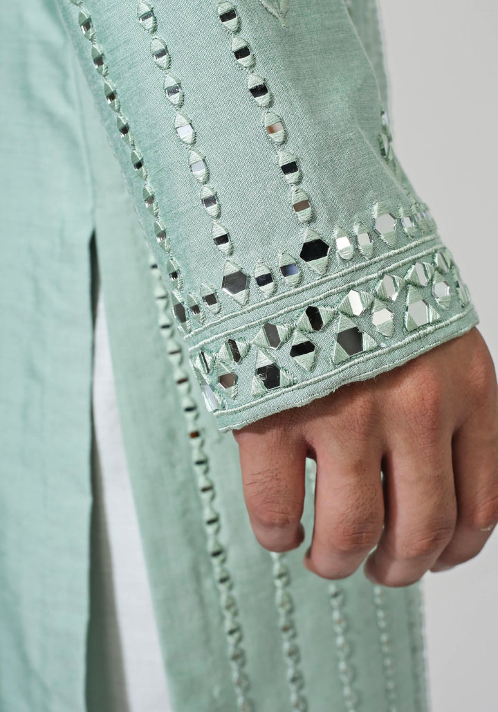Mint Blue Embroidered Kurta Set Chatenya Mittal - Fabilicious Fashion