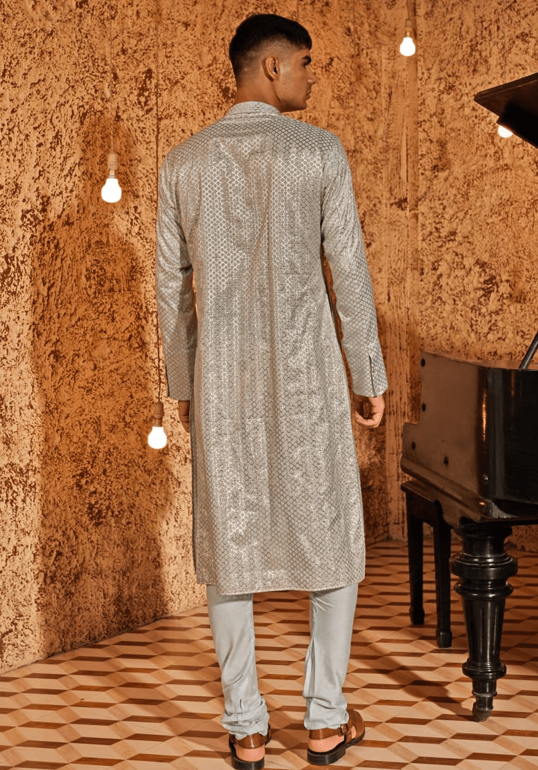 Mint Blue Embroidered Kurta Set Nidhika Shekhar - Men - Fabilicious Fashion