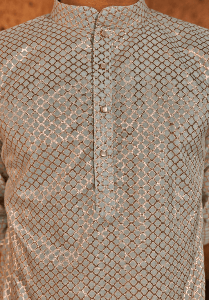 Mint Blue Embroidered Kurta Set Nidhika Shekhar - Men - Fabilicious Fashion