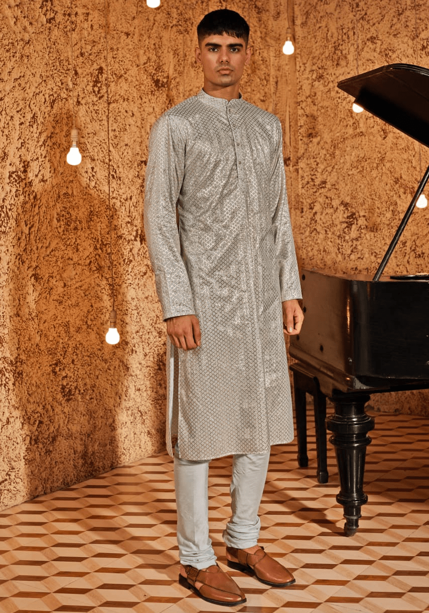 Mint Blue Embroidered Kurta Set Nidhika Shekhar - Men - Fabilicious Fashion