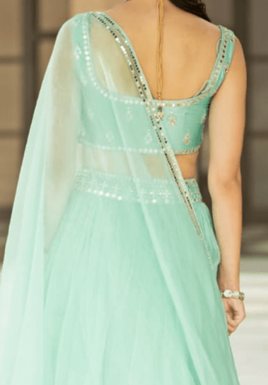 Mint Blue Organza Lehenga Set Esha Koul - Fabilicious Fashion