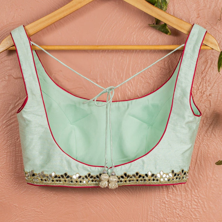 Mint Floral Lehenga With Soft Mint Blue Silk Blouse and Soft Mint Blue Dupatta Anisha Shetty - Fabilicious Fashion