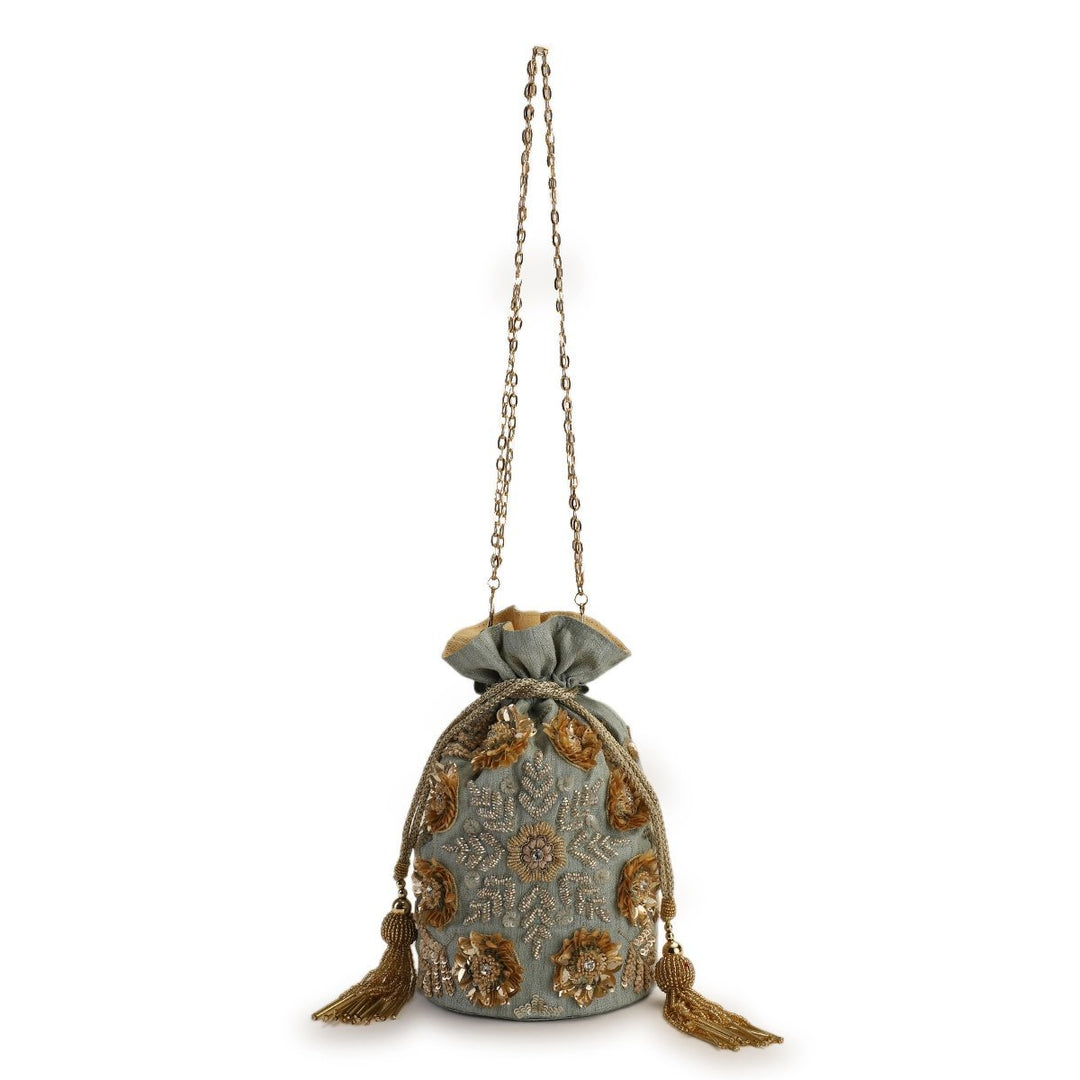 Mint Gold Potli The Purple Sack - Fabilicious Fashion