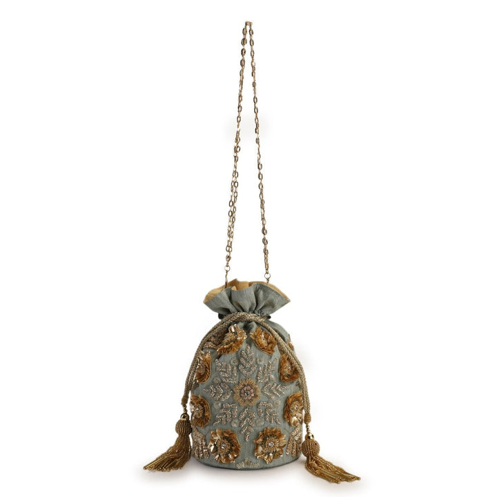 Mint Gold Potli The Purple Sack - Fabilicious Fashion