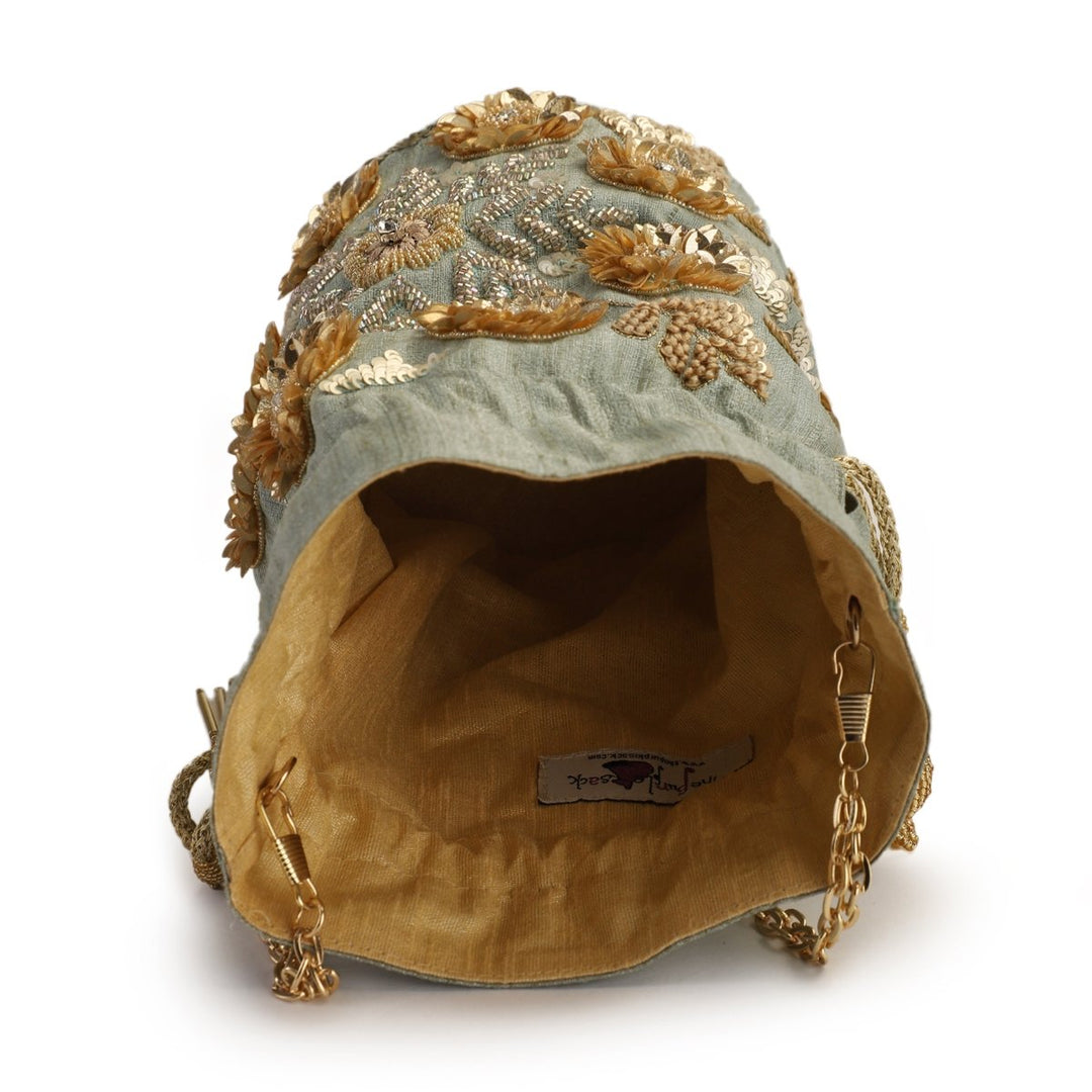Mint Gold Potli The Purple Sack - Fabilicious Fashion