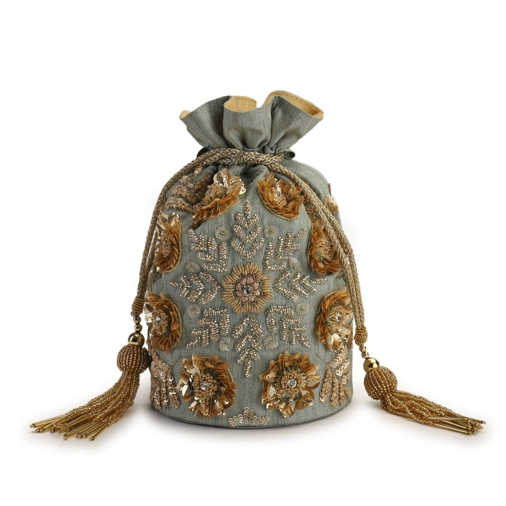 Mint Gold Potli The Purple Sack - Fabilicious Fashion