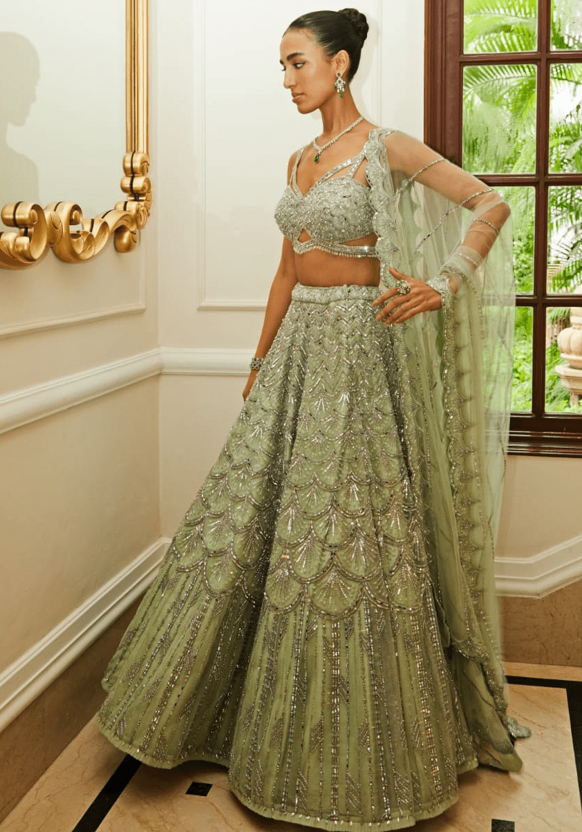 Mint Green Bridal Lehenga Set Nitika Gujral - Fabilicious Fashion