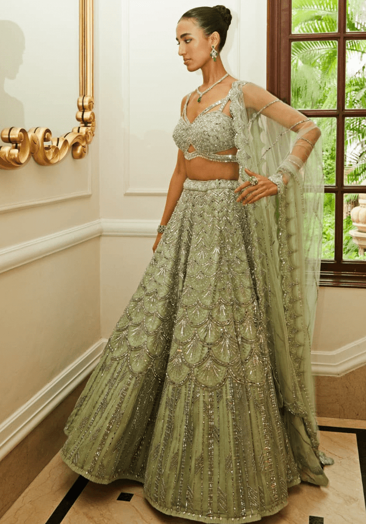 Mint Green Bridal Lehenga Set Nitika Gujral - Fabilicious Fashion