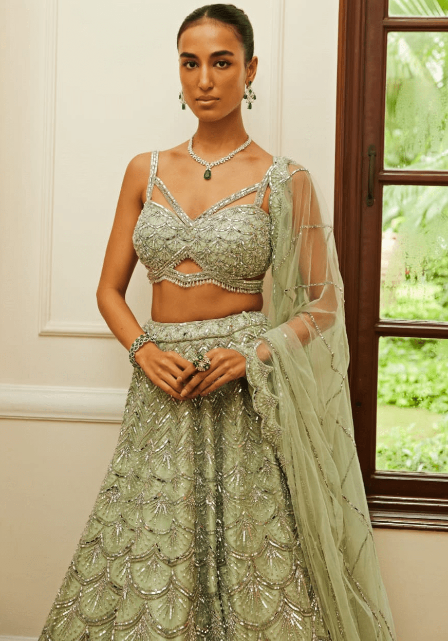Mint Green Bridal Lehenga Set Nitika Gujral - Fabilicious Fashion