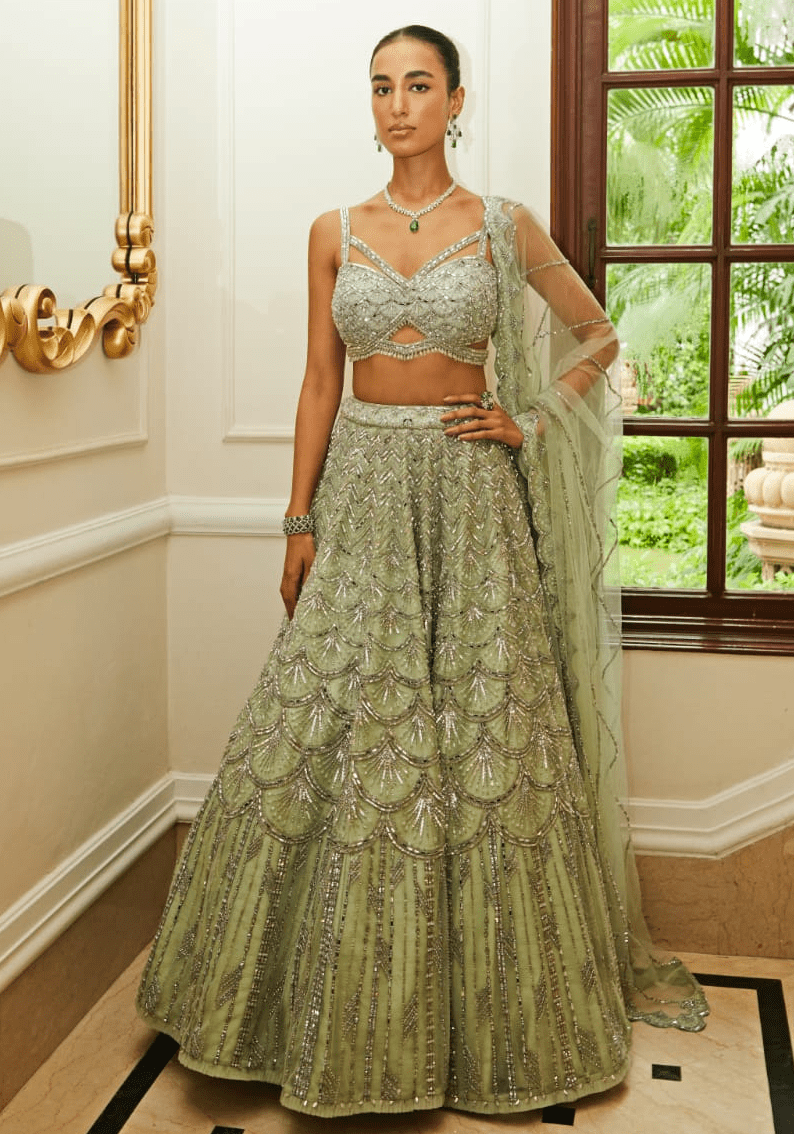 Mint Green Bridal Lehenga Set Nitika Gujral - Fabilicious Fashion