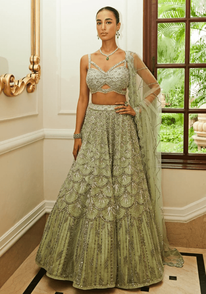 Mint Green Bridal Lehenga Set Nitika Gujral - Fabilicious Fashion