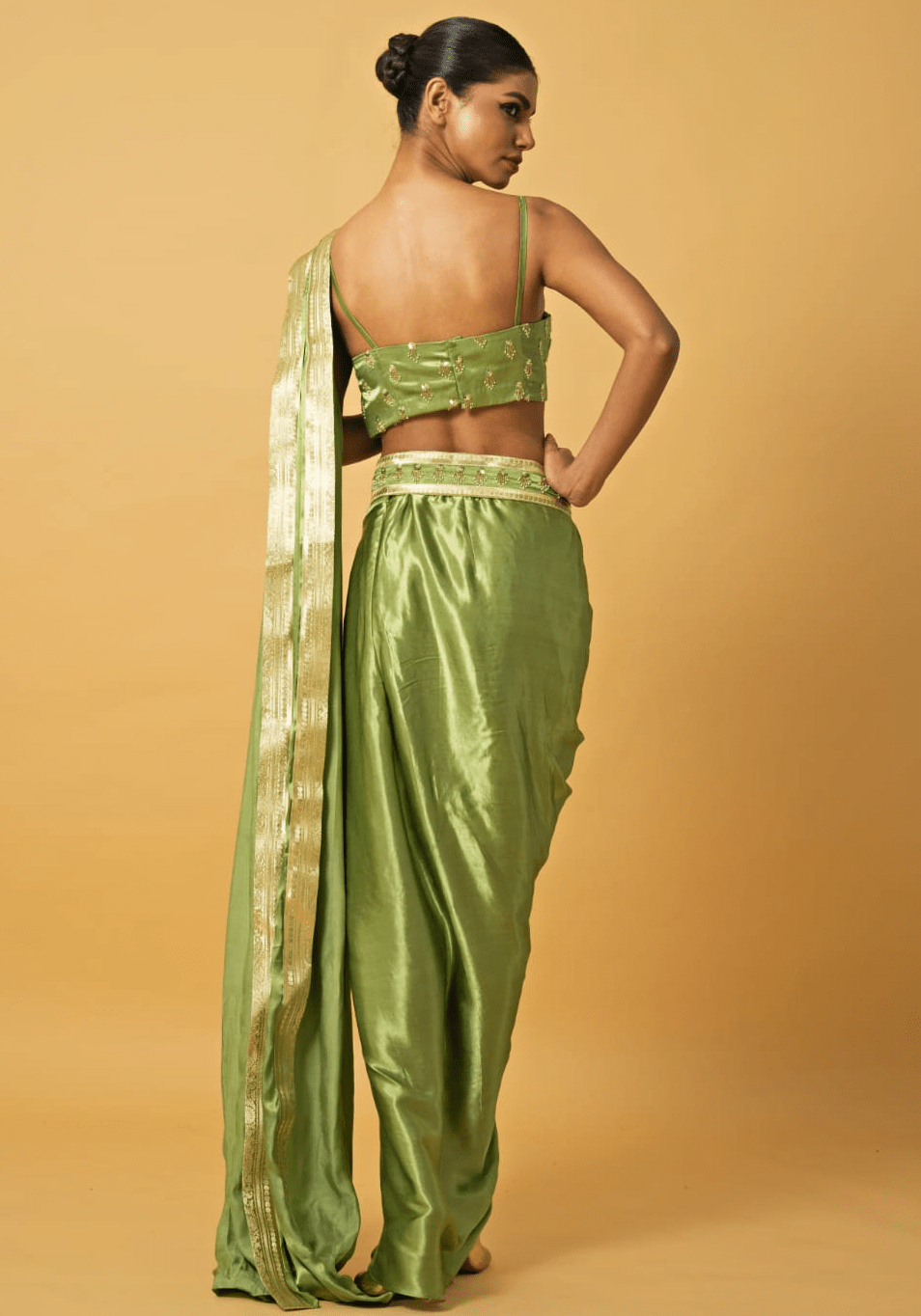 Mint Green Embroidered Dhoti Saree Quench A Thirst - Fabilicious Fashion