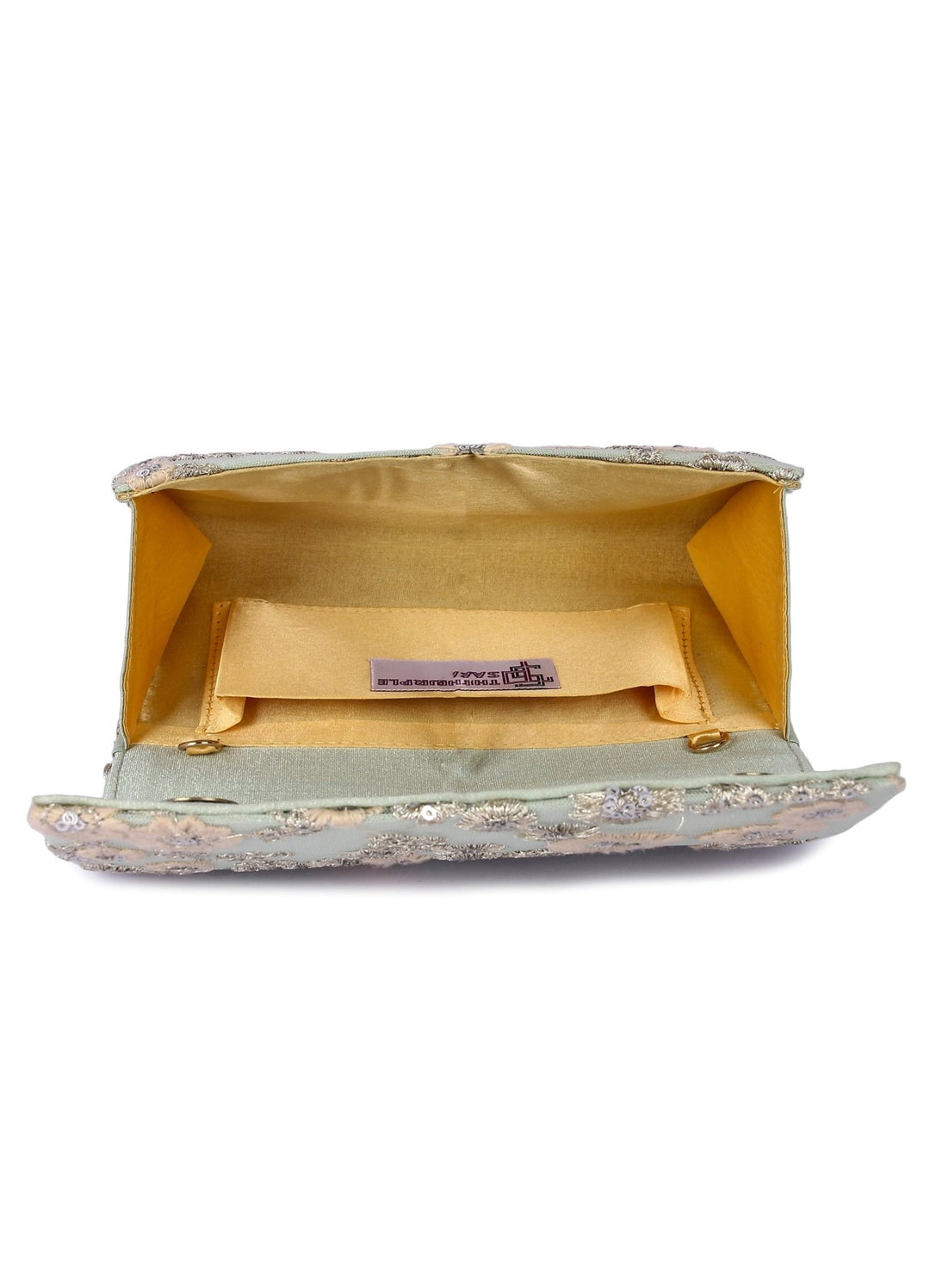 Mint Green Floral Clutch The Purple Sack - Fabilicious Fashion