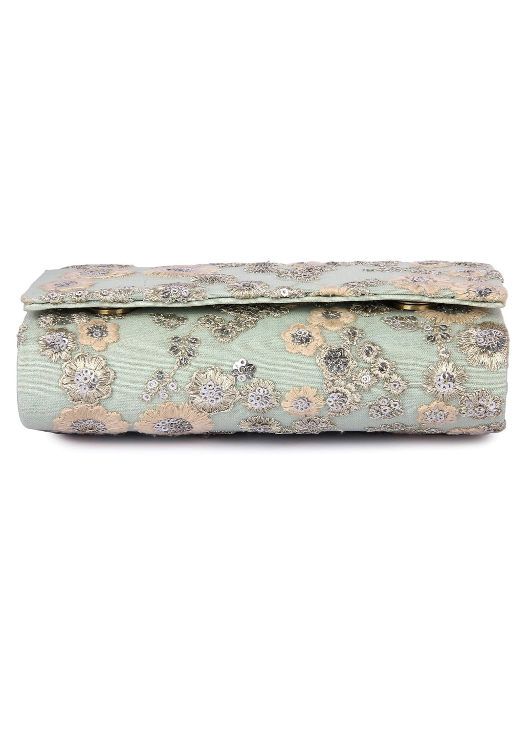 Mint Green Floral Clutch The Purple Sack - Fabilicious Fashion