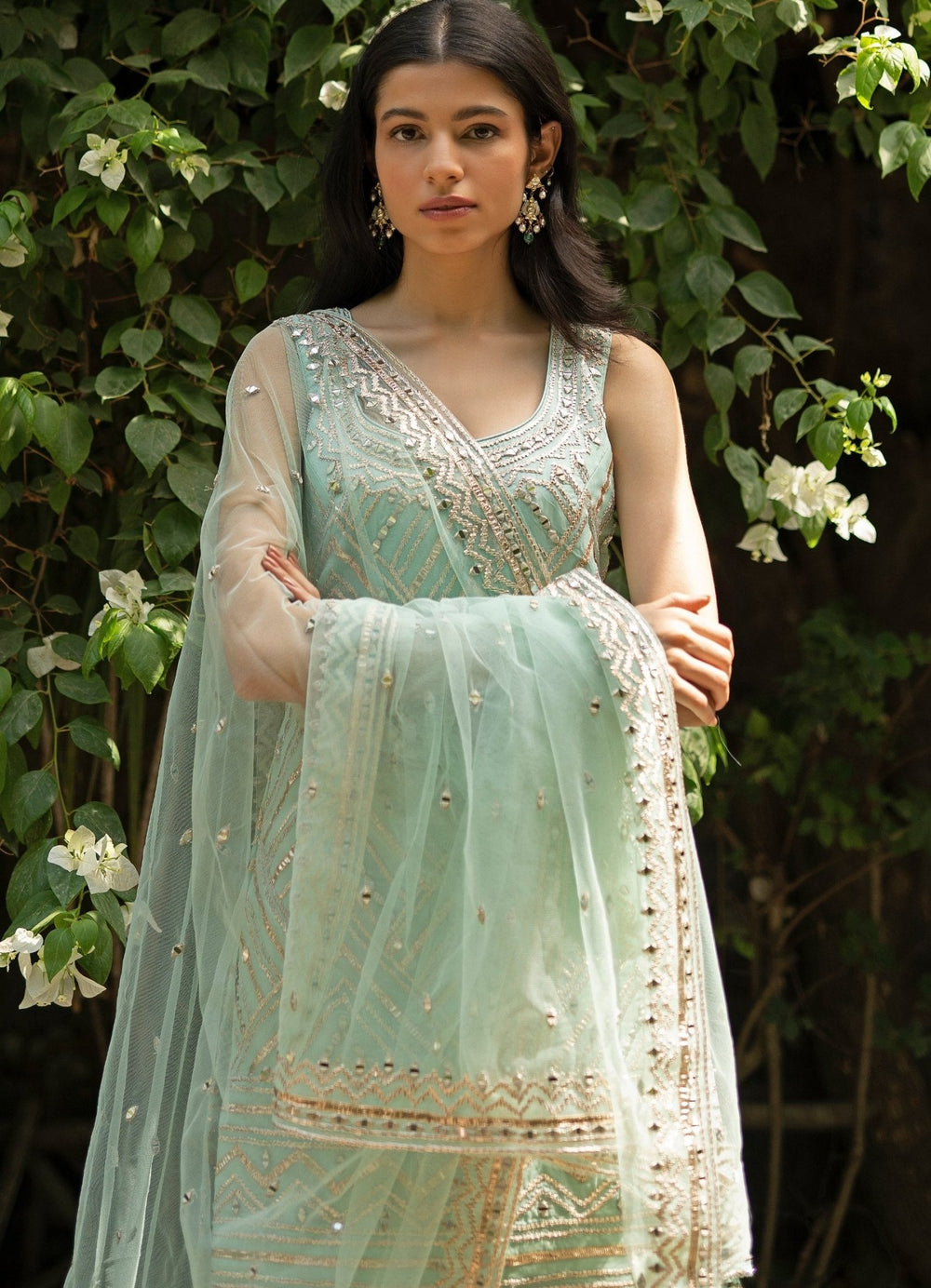 Mint Green Organza Sharara Set Angad Singh - Fabilicious Fashion