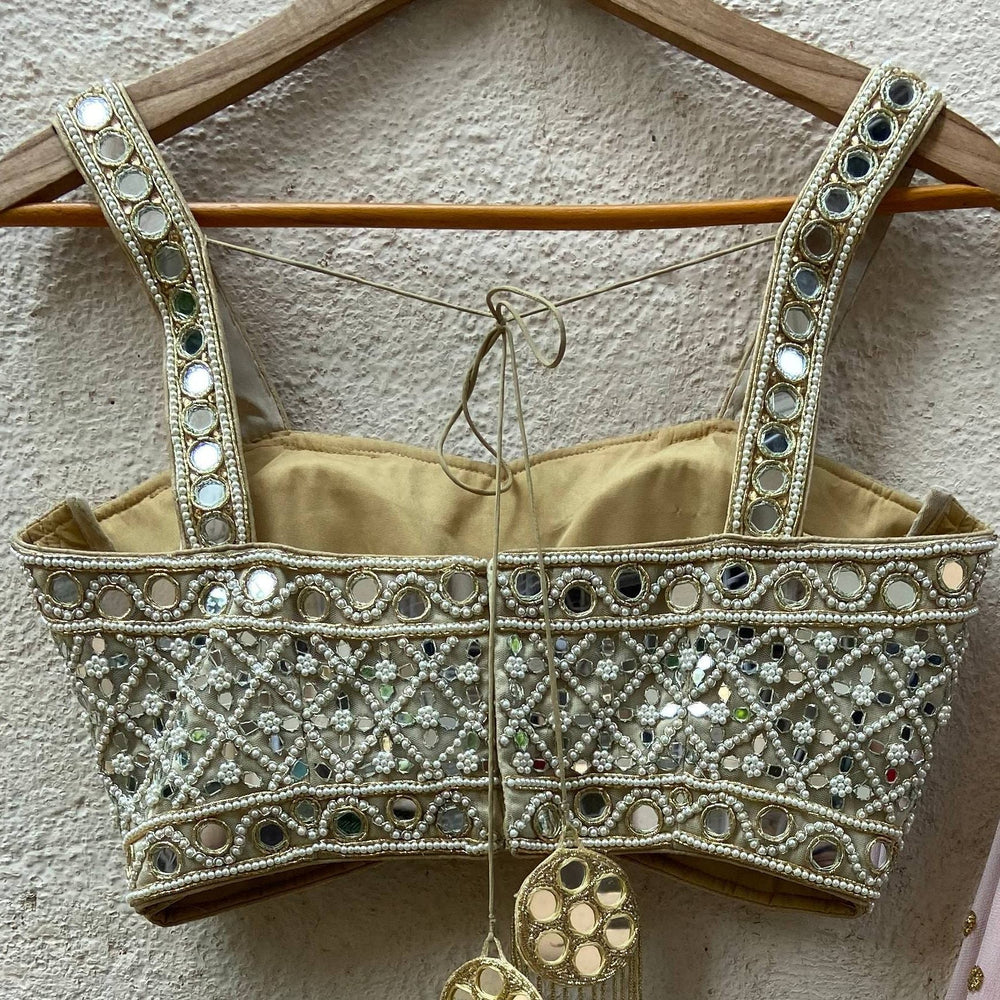 Mirror and Pearl Hand Embroidered Bustier Blouse Priti Sahni - Fabilicious Fashion