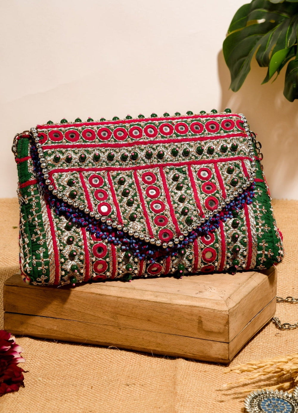 Mirrorwork Jazeera Clutch The Purple Sack - Fabilicious Fashion