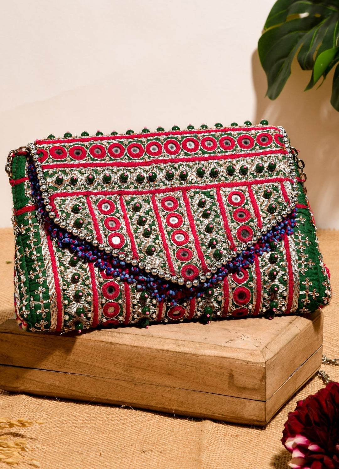 Mirrorwork Jazeera Clutch The Purple Sack - Fabilicious Fashion