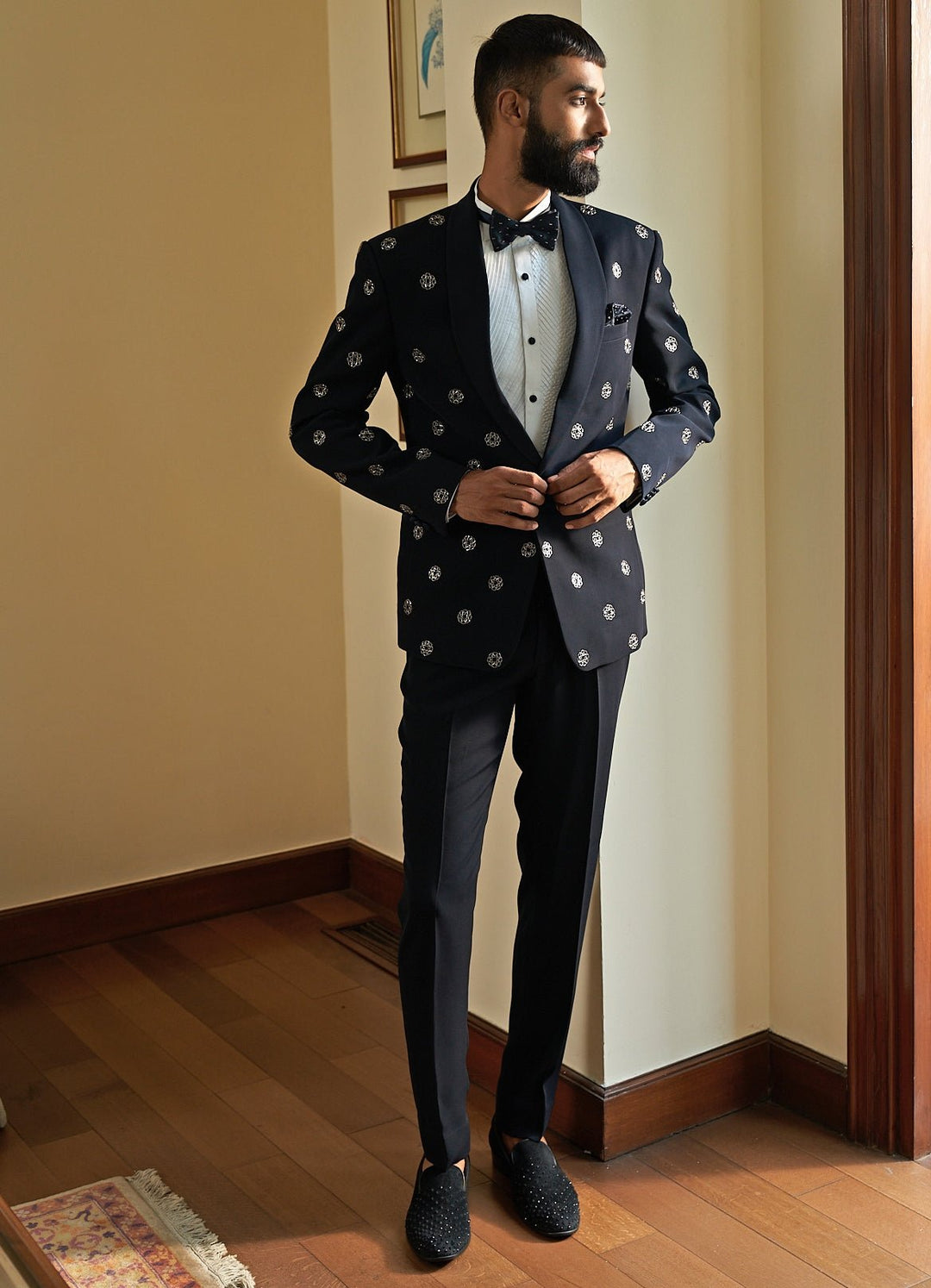 Monogram Tuxedo Set Contrast by Parth - Fabilicious Fashion