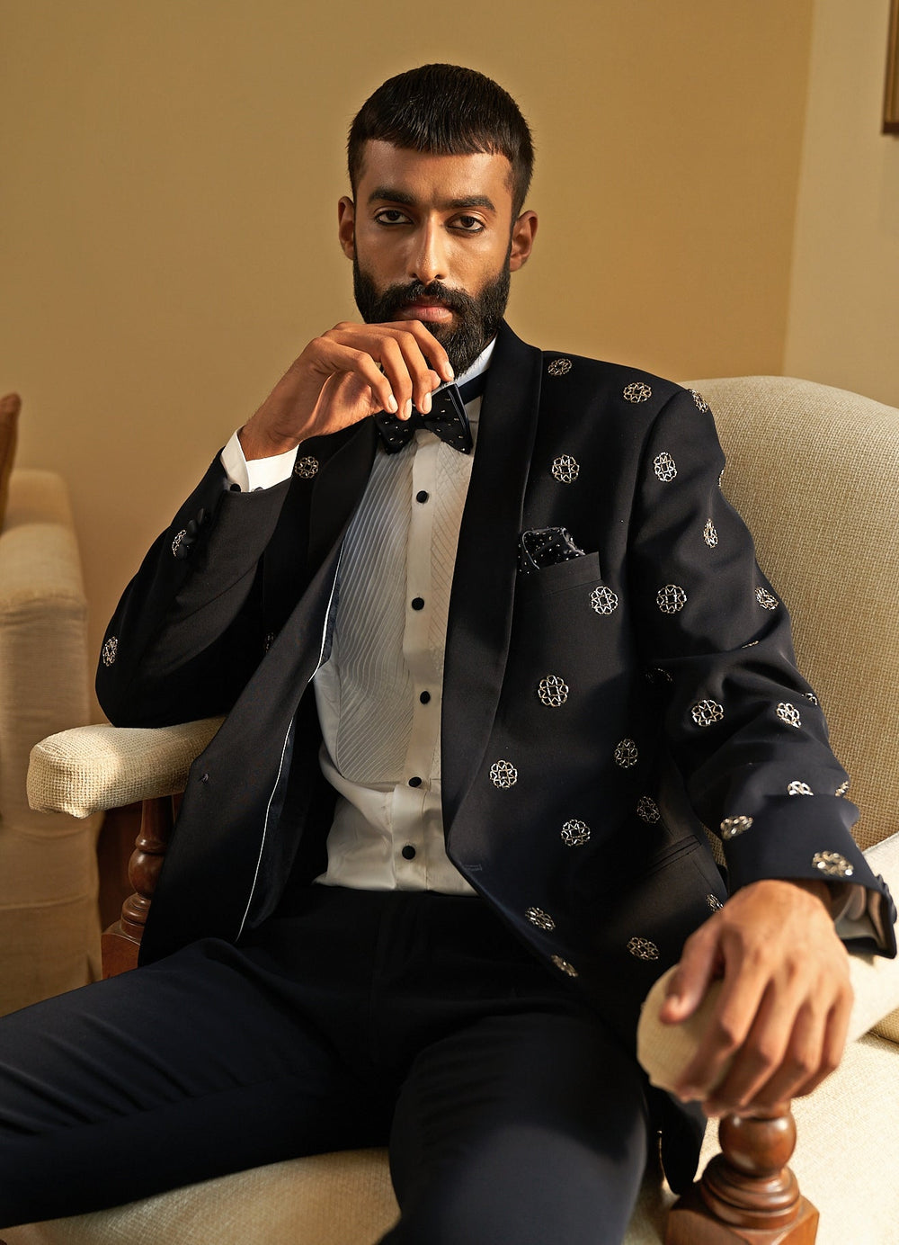 Monogram Tuxedo Set Contrast by Parth - Fabilicious Fashion