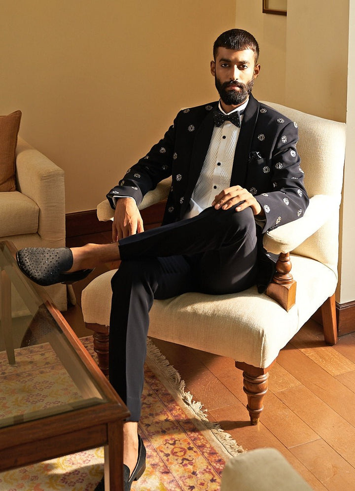 Monogram Tuxedo Set Contrast by Parth - Fabilicious Fashion
