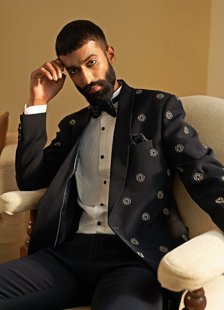 Monogram Tuxedo Set Contrast by Parth - Fabilicious Fashion