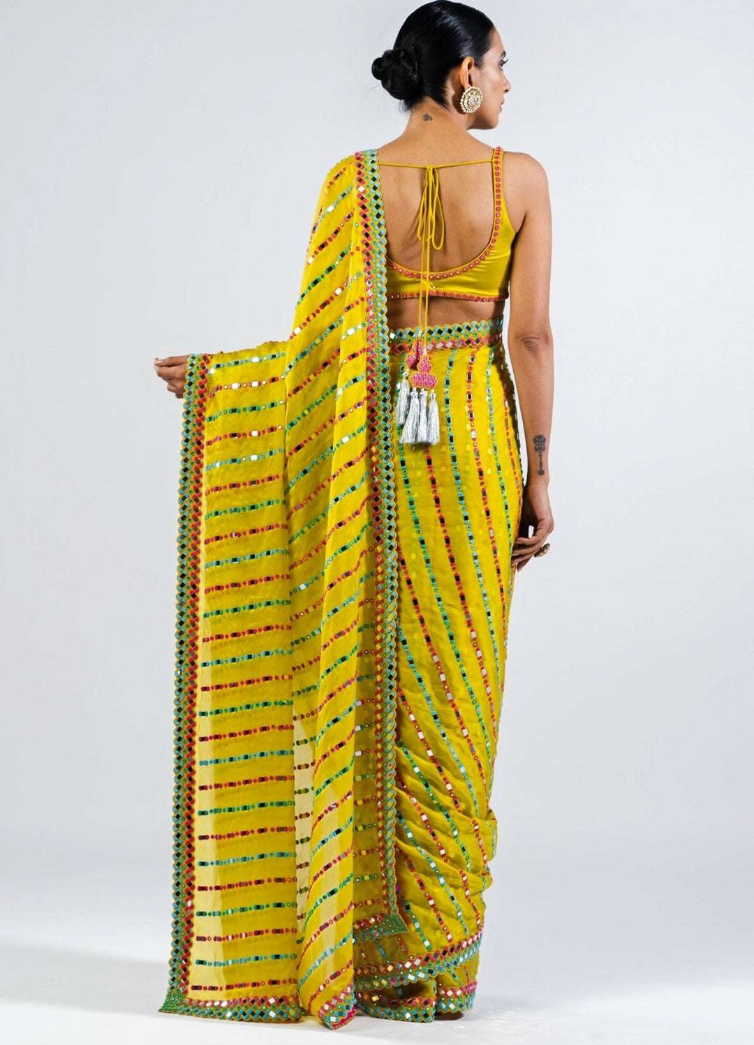 Moss Green Mirror Saree Vvani by Vani Vats - Fabilicious Fashion