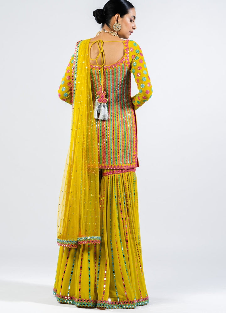 Multi Color Moss Green Sharara Set Vvani by Vani Vats - Fabilicious Fashion