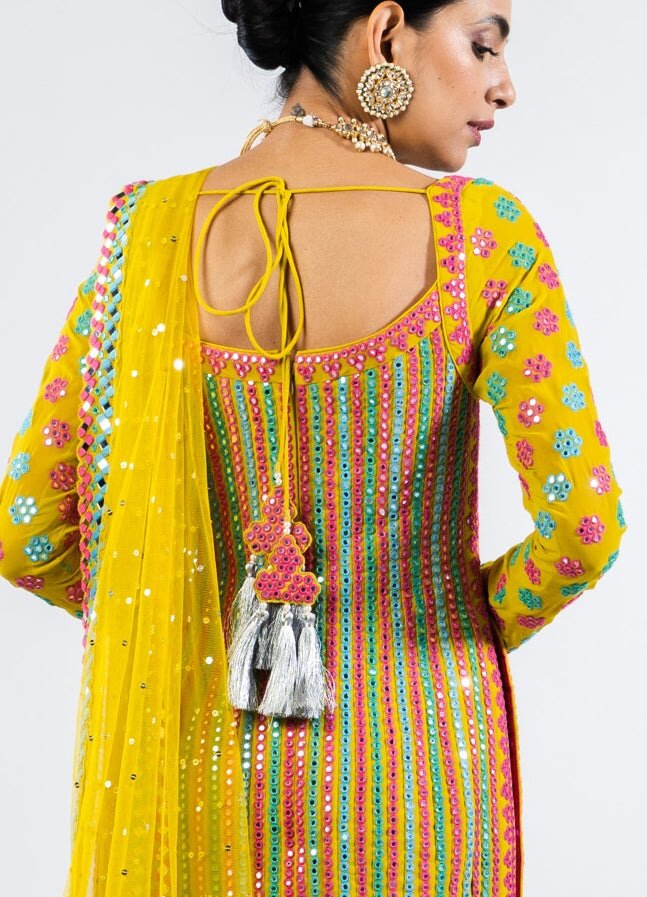 Multi Color Moss Green Sharara Set Vvani by Vani Vats - Fabilicious Fashion