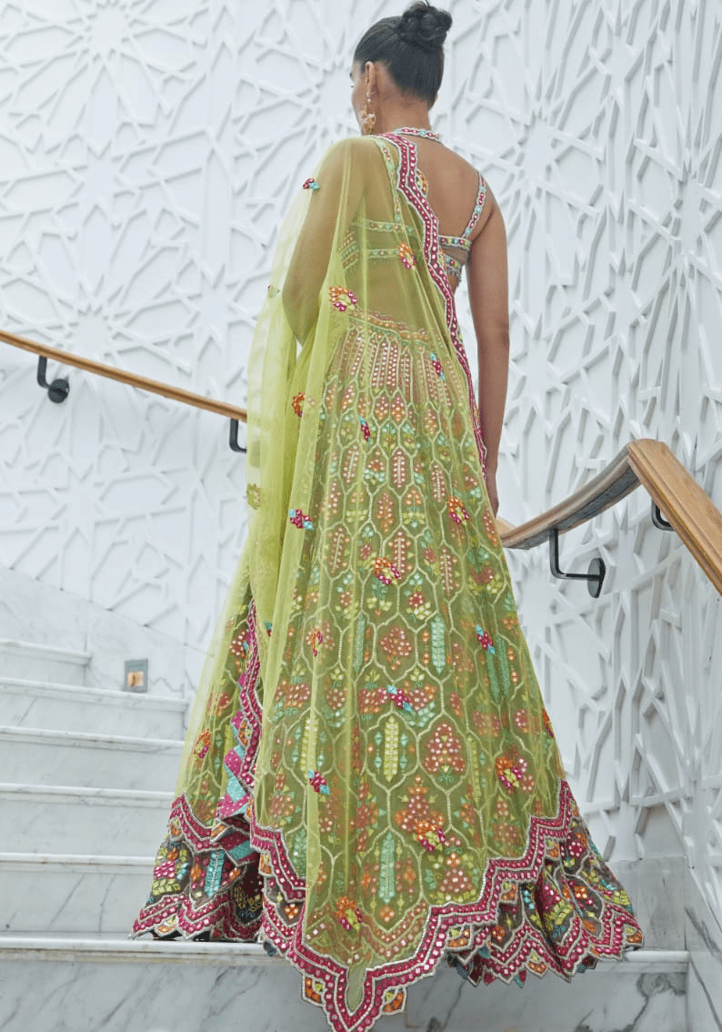 Multi Colour Embroidered Bridal Lehenga Set Nitika Gujral - Fabilicious Fashion