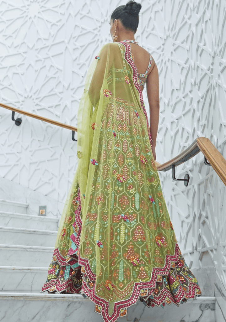 Multi Colour Embroidered Bridal Lehenga Set Nitika Gujral - Fabilicious Fashion
