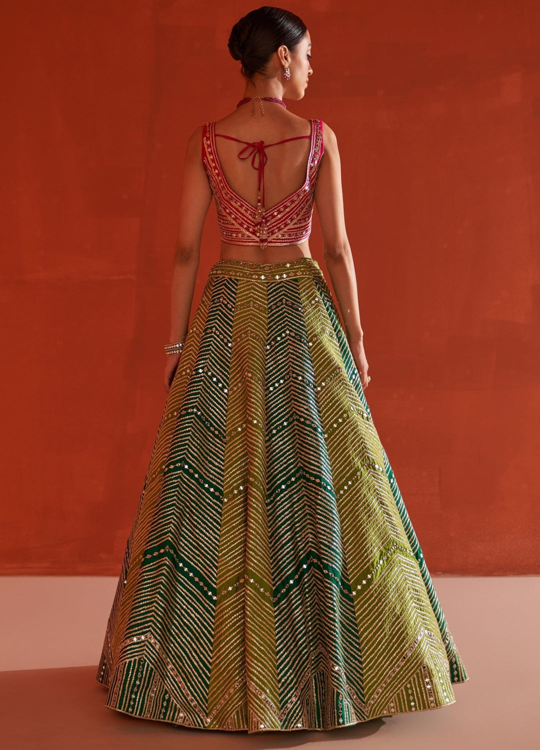 Multicolor Embellished Raw Silk Lehenga Set With Belt Angad Singh - Fabilicious Fashion