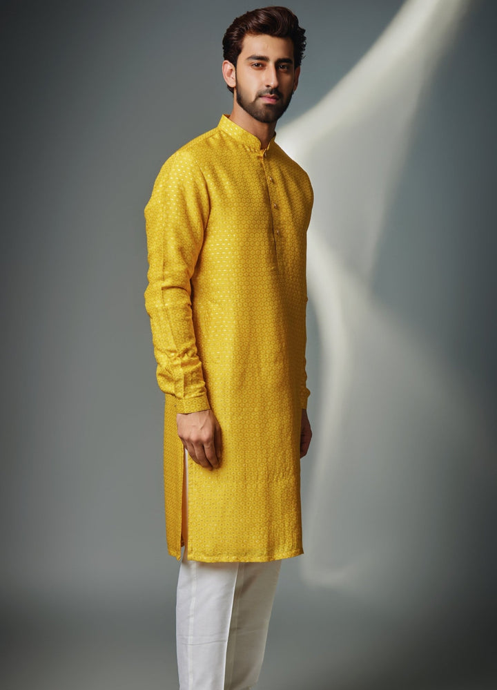 Mustard Kurta With Pant Set Chatenya Mittal - Fabilicious Fashion