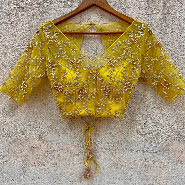 Mustard Ruffle Saree Set Priti Sahni - Fabilicious Fashion