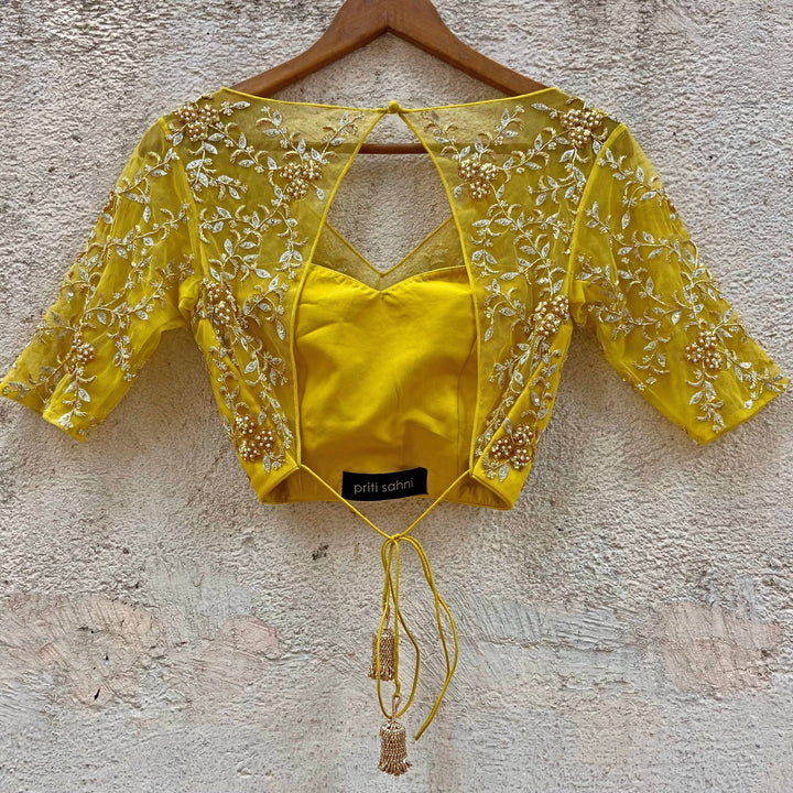 Mustard Ruffle Saree Set Priti Sahni - Fabilicious Fashion