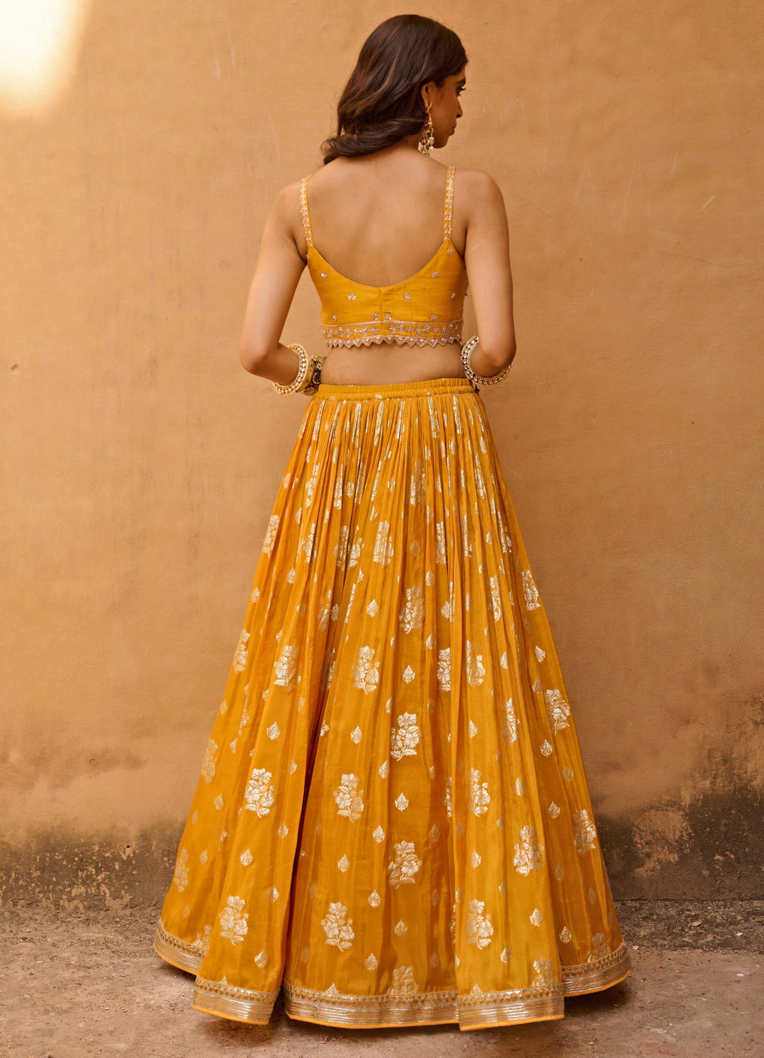 Mustard Yellow Embroidered Lehenga Set Chamee n Palak - Fabilicious Fashion