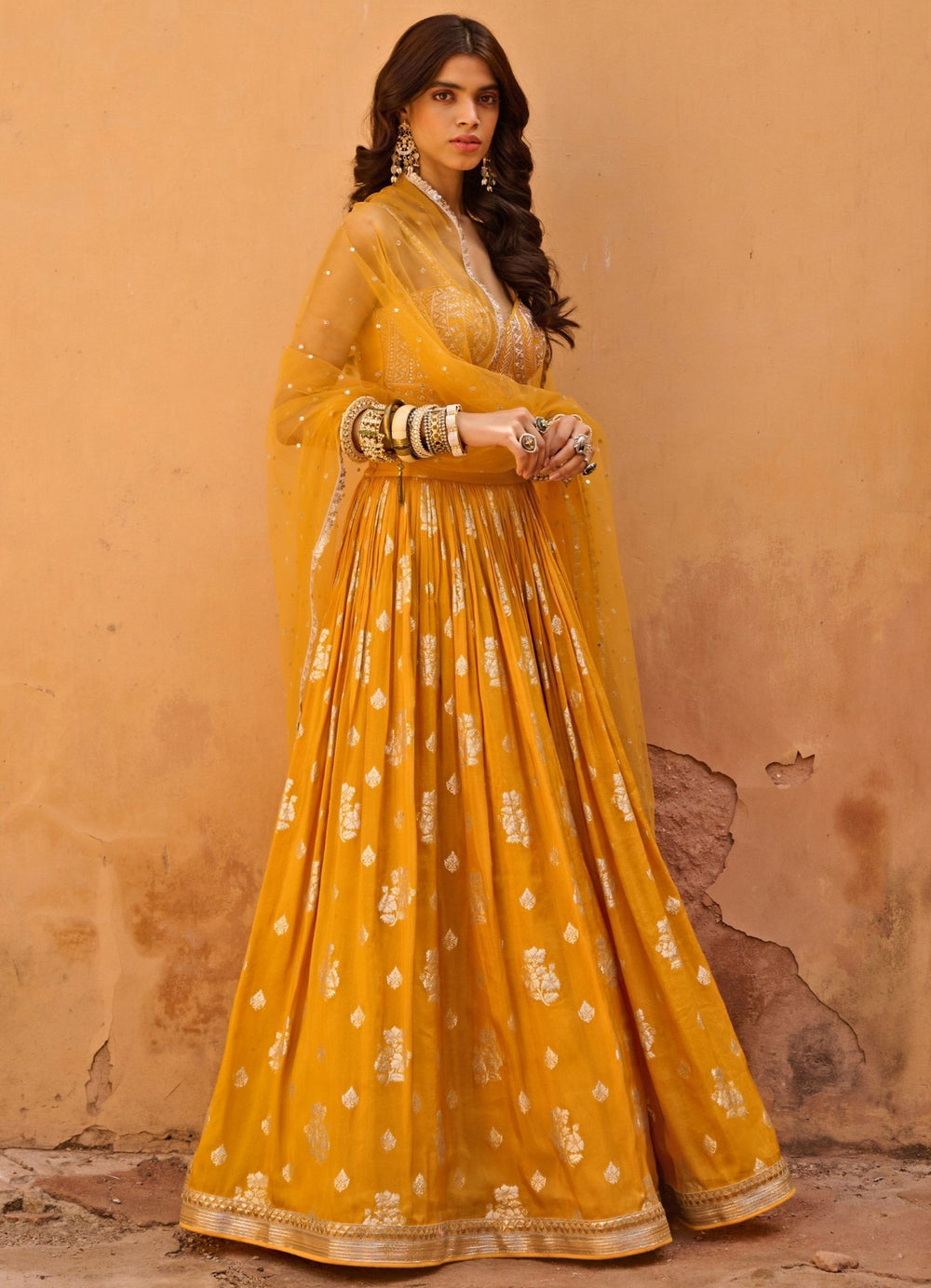 Mustard Yellow Embroidered Lehenga Set Chamee n Palak - Fabilicious Fashion