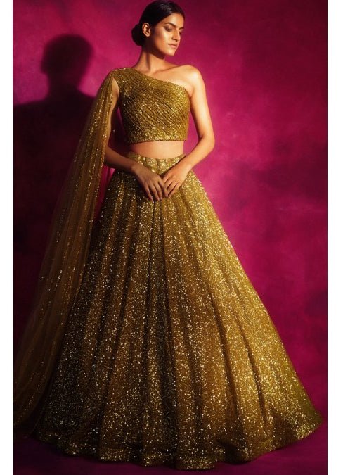 Muted Gold Lehenga Set Vvani by Vani Vats - Fabilicious Fashion