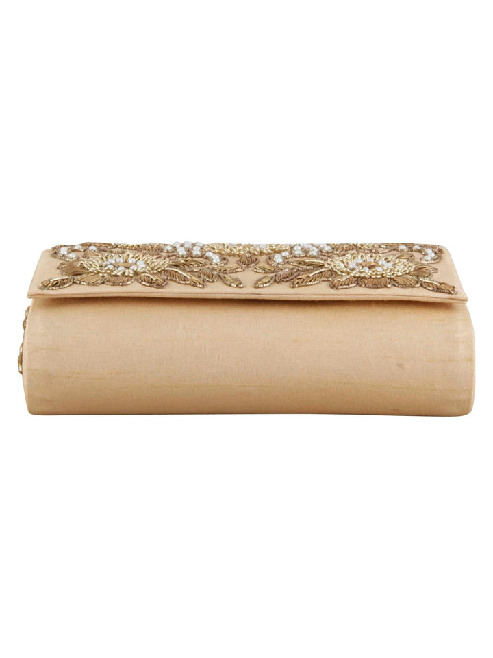 Muted Gold Zardosi Clutch The Purple Sack - Fabilicious Fashion