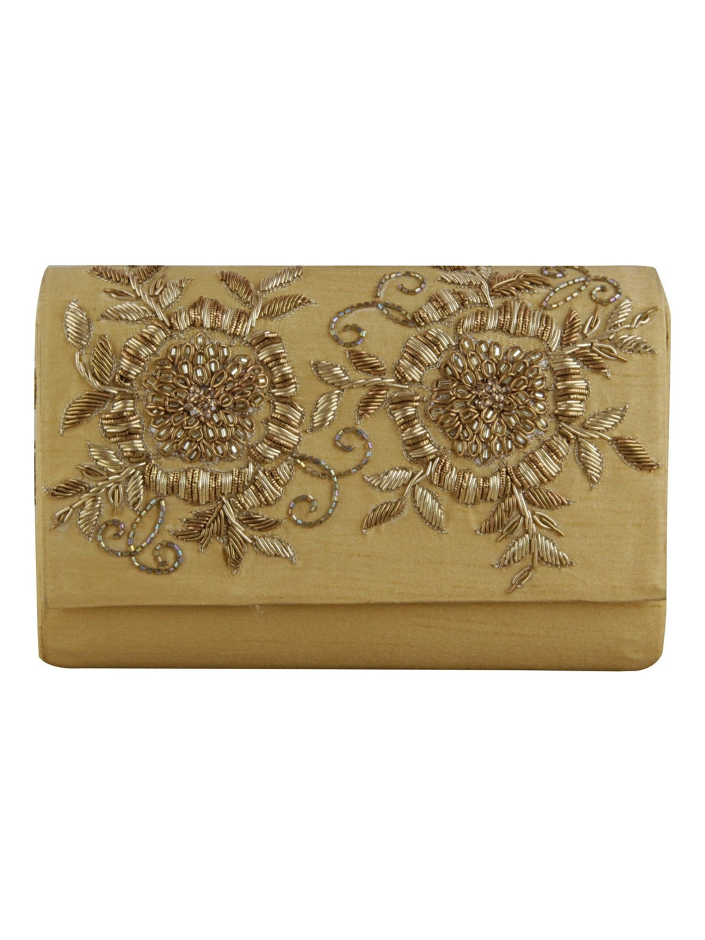 Muted Gold Zardosi Clutch The Purple Sack - Fabilicious Fashion