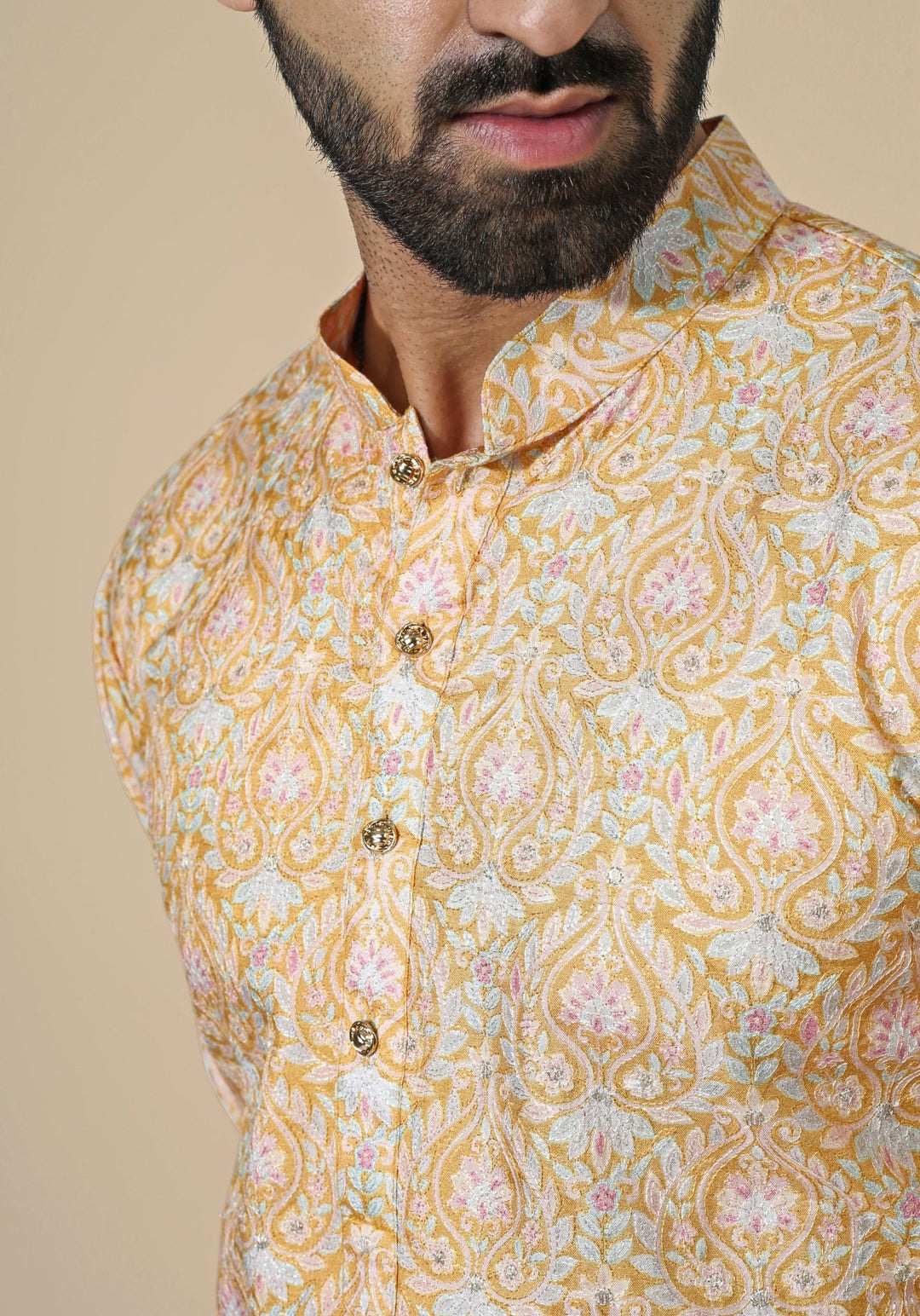 Muted Orange Embroidered Kurta Set Chatenya Mittal - Fabilicious Fashion