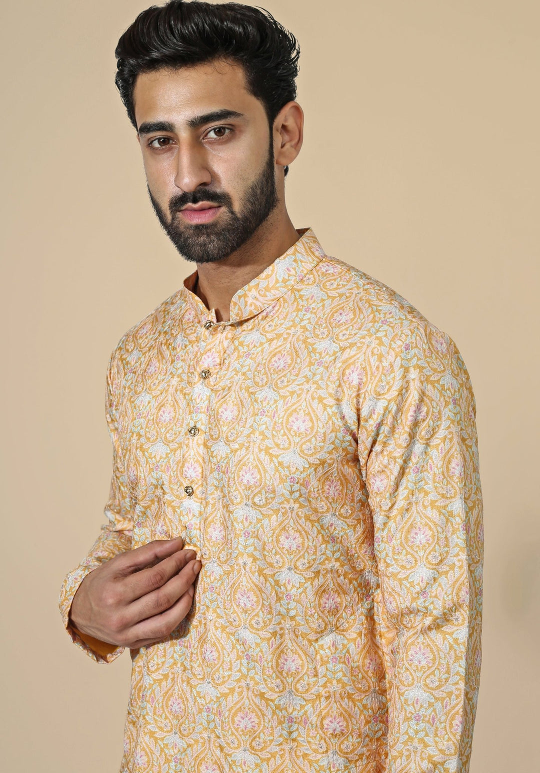 Muted Orange Embroidered Kurta Set Chatenya Mittal - Fabilicious Fashion