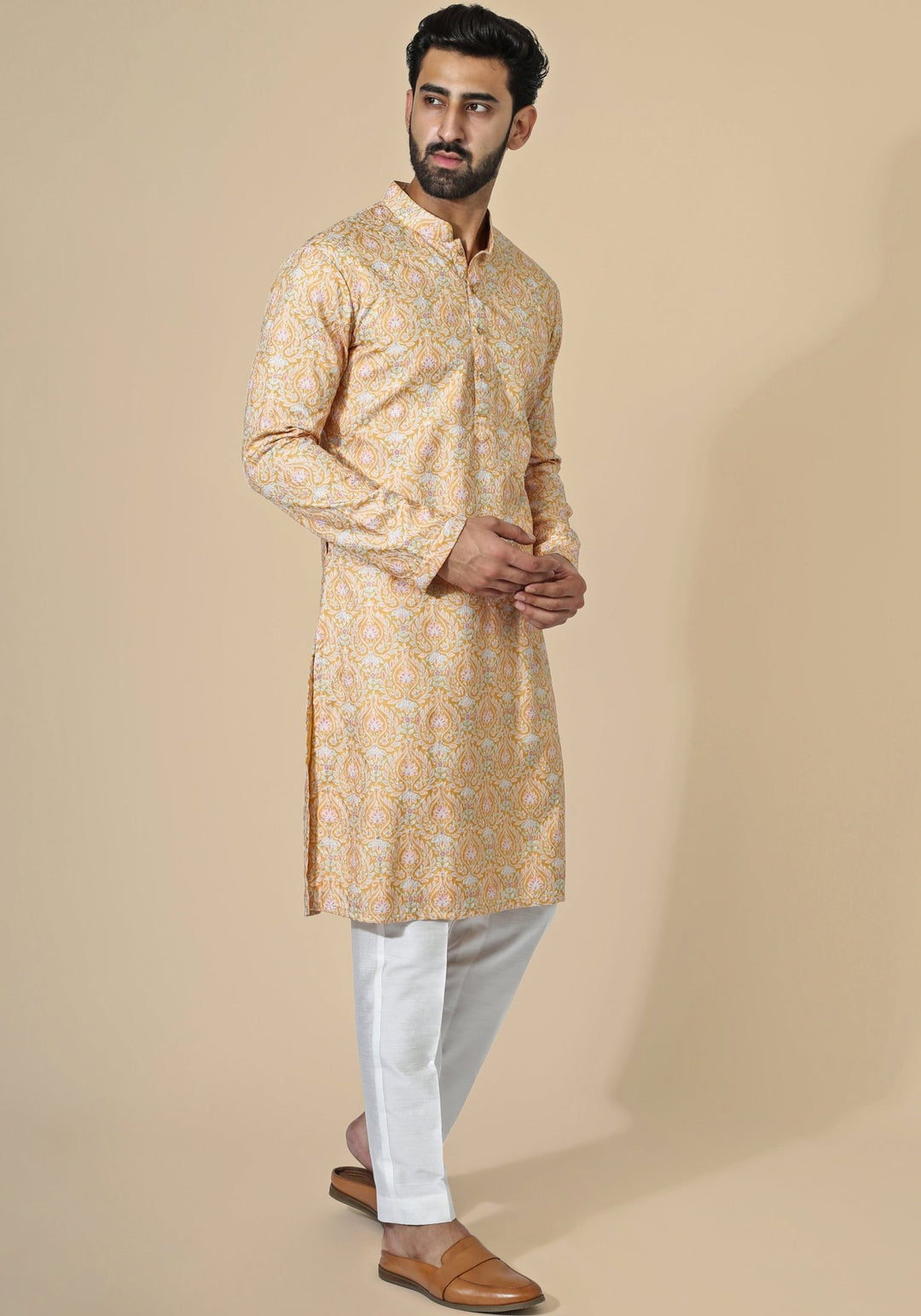 Muted Orange Embroidered Kurta Set Chatenya Mittal - Fabilicious Fashion