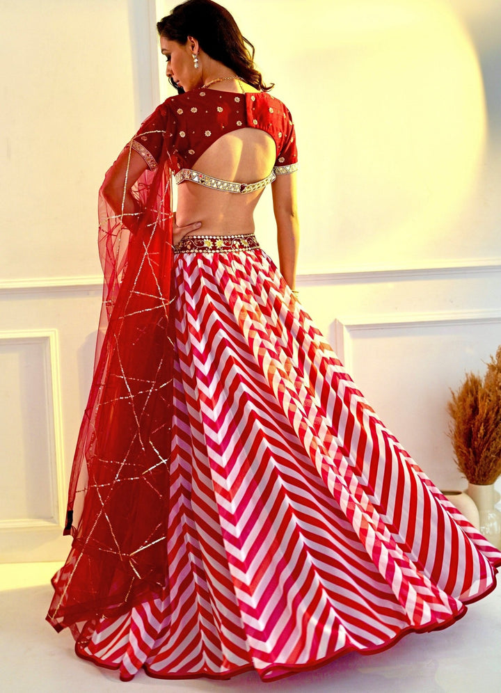 Myra Rani Pink and Red Lehenga Set Rashika Sharma - Fabilicious Fashion