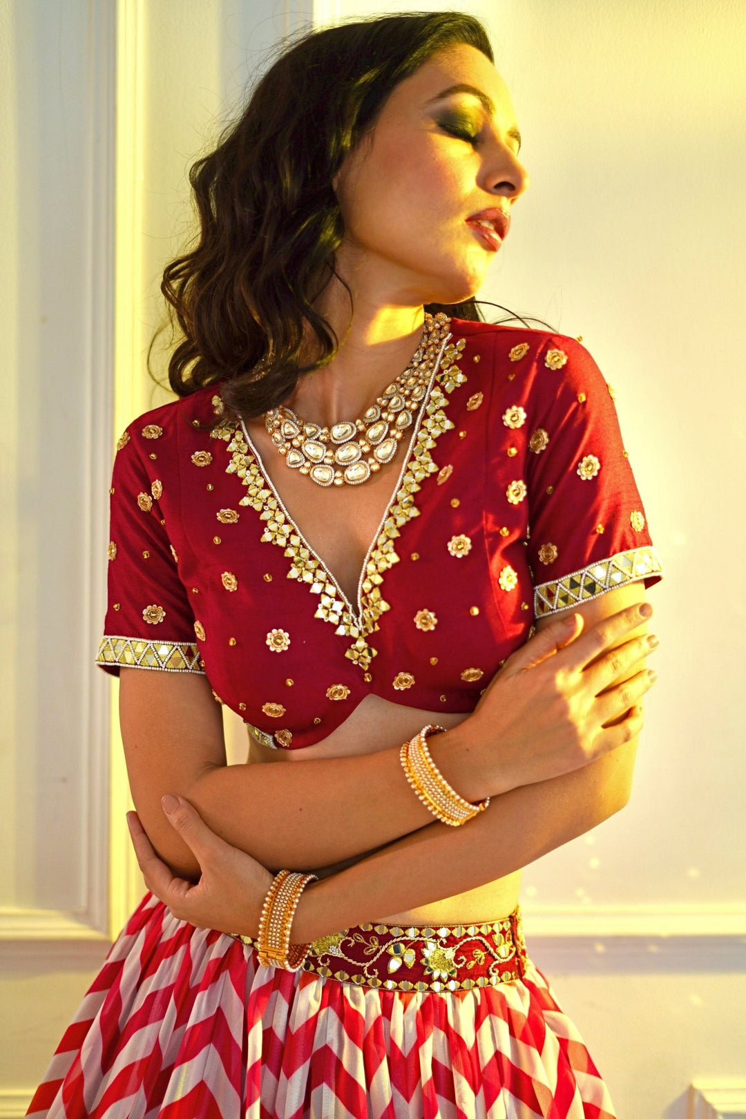 Myra Rani Pink and Red Lehenga Set Rashika Sharma - Fabilicious Fashion