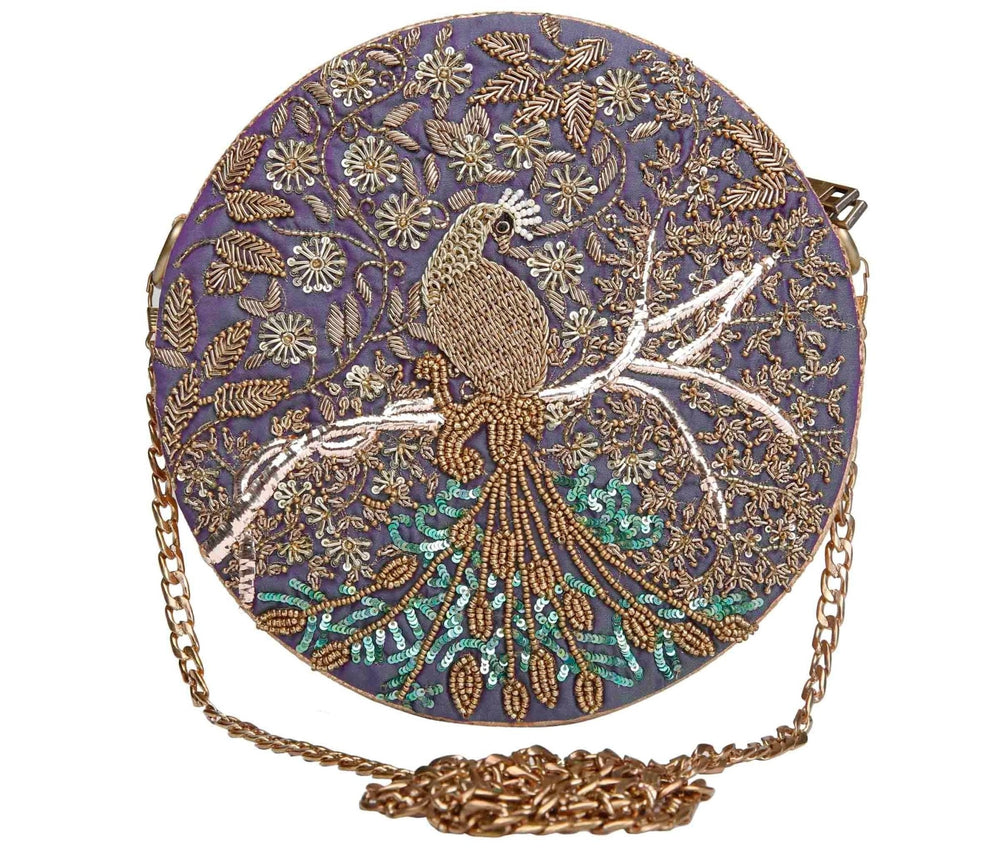 Mythical Garden Peacock Bag The Purple Sack - Fabilicious Fashion